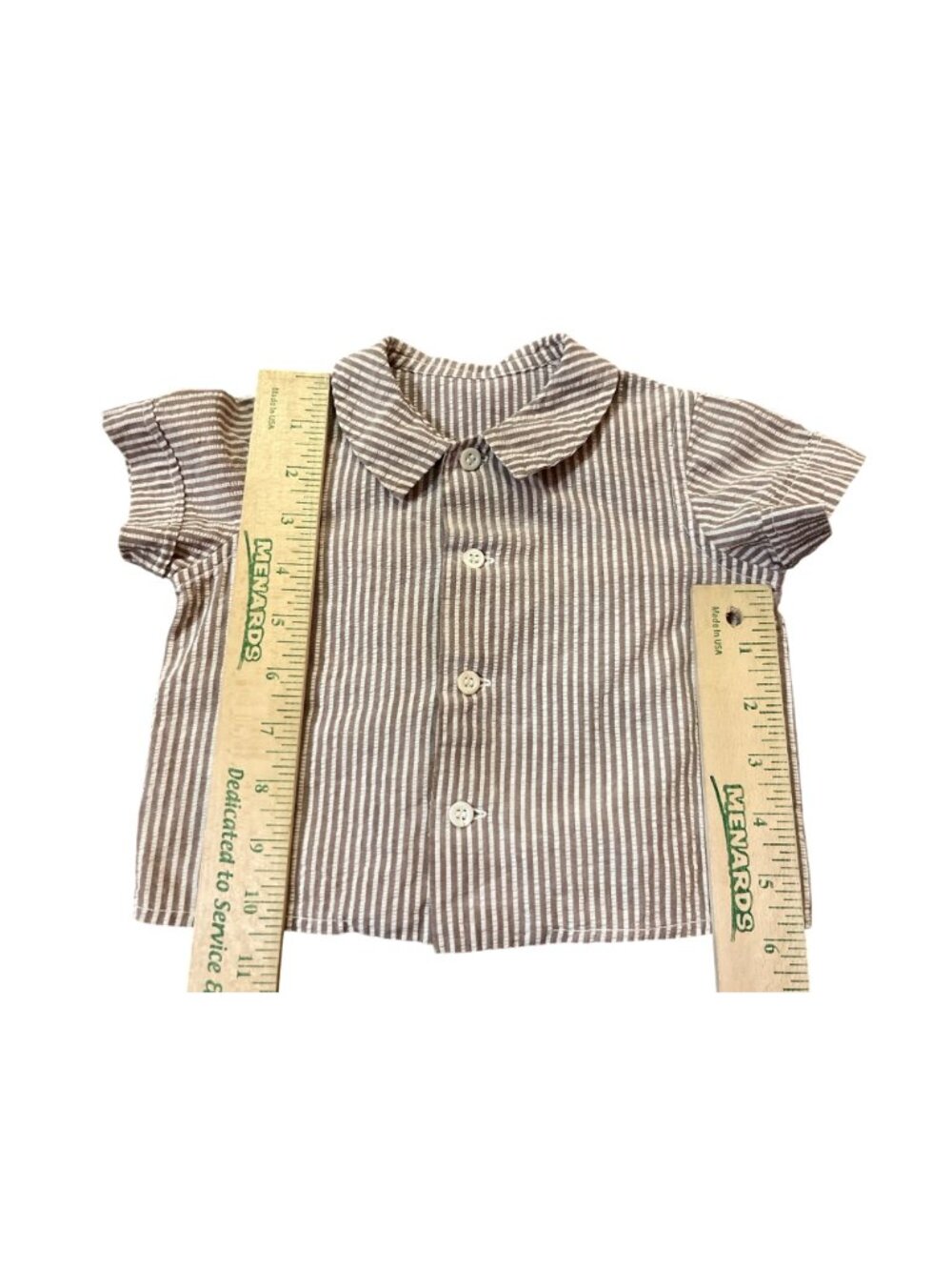 Vintage Handmade Baby Boy 6/9 Mo? Outfit Overalls Shirt Striped Set Used - Picture 8 of 16